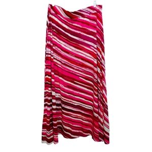 Lane Bryant Pink Striped Stretch Maxi Skirt Women's Plus Size 14/16 1X